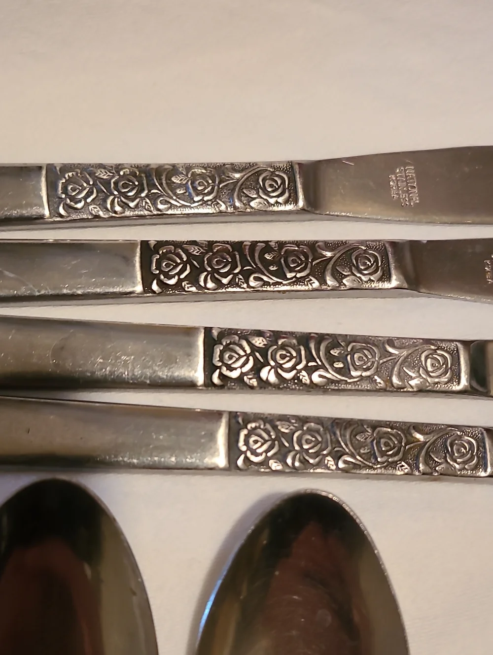 Vintage National Stainless Korea Rose Serenade, 45 pc Flatware Floral Scroll